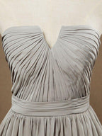 A-Line V-neck Knee Length Chiffon Bridesmaid Dress with Criss Cross Ruching Pleats