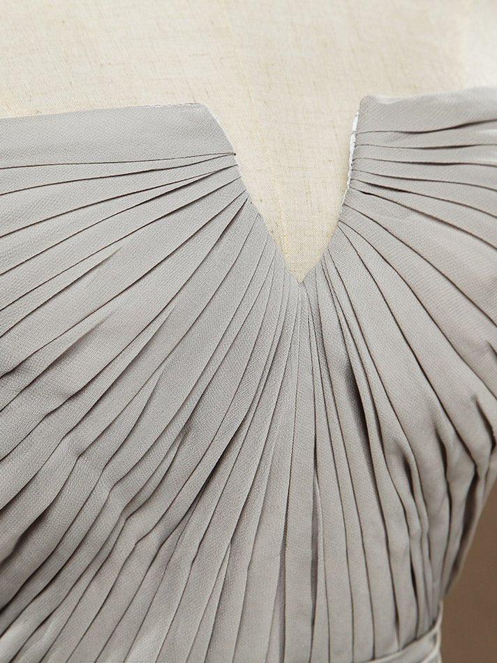 A-Line V-neck Knee Length Chiffon Bridesmaid Dress with Criss Cross Ruching Pleats