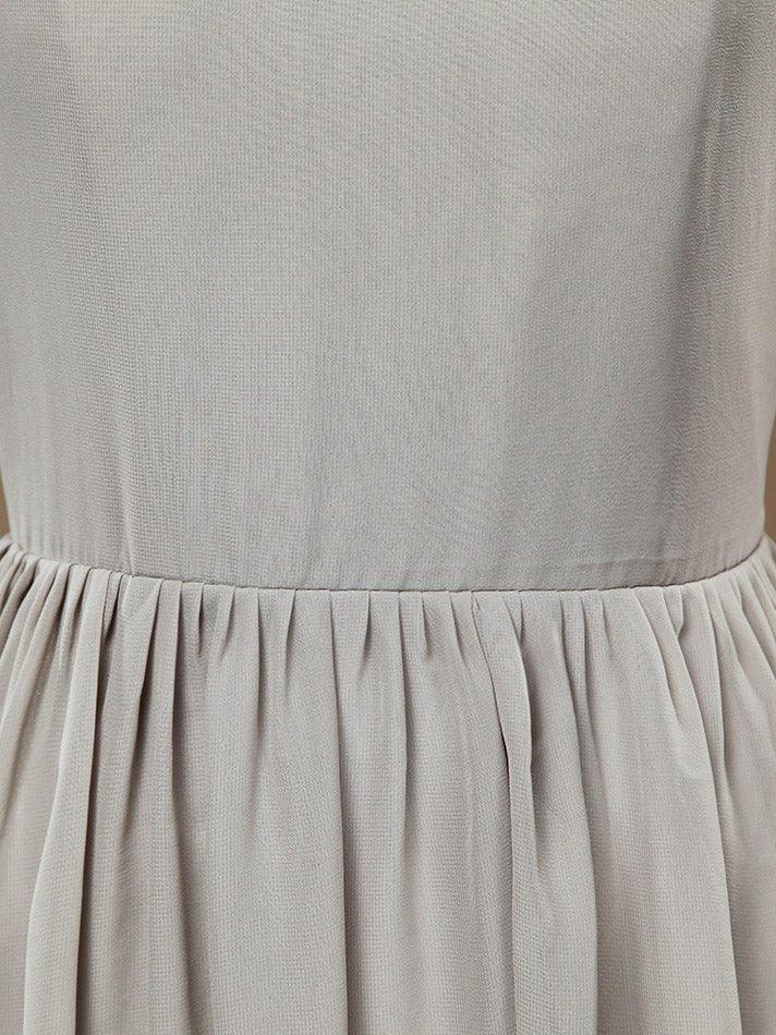 A-Line Jewel Neck Knee Length Chiffon Bridesmaid Dress with Pleats