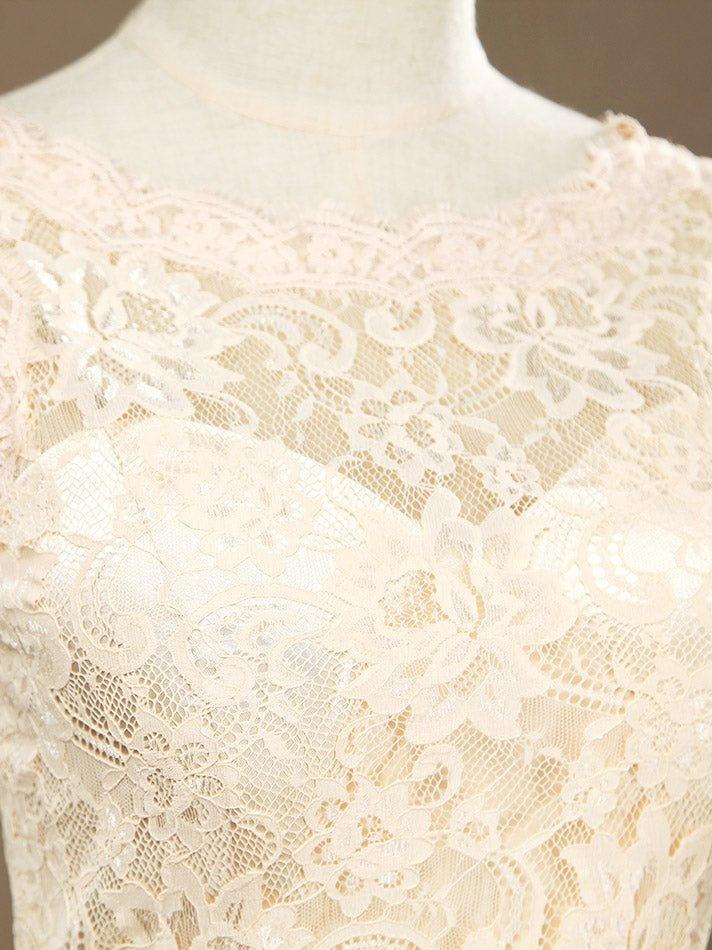 A-Line Jewel Neck Knee Length Lace Bridesmaid Dress Sleeveless