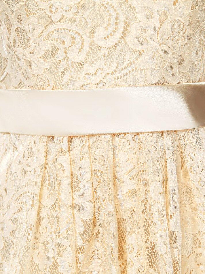 A-Line Jewel Neck Knee Length Lace Bridesmaid Dress Sleeveless