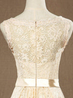 A-Line Jewel Neck Knee Length Lace Bridesmaid Dress Sleeveless