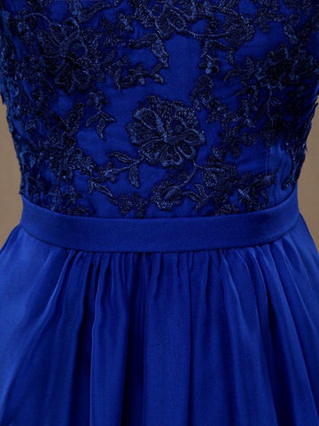 A-Linie V-Ausschnitt Mini Chiffon Match Spitze Cocktailkleid Offener Rücken Brautjungfernkleid Home Coming Kleider 