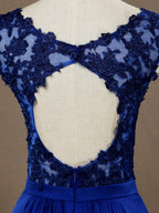 A-Line V-neck Mini Chiffon match Lace Cocktail Dress Open Back Bridesmaid Dress Home Coming Dresses