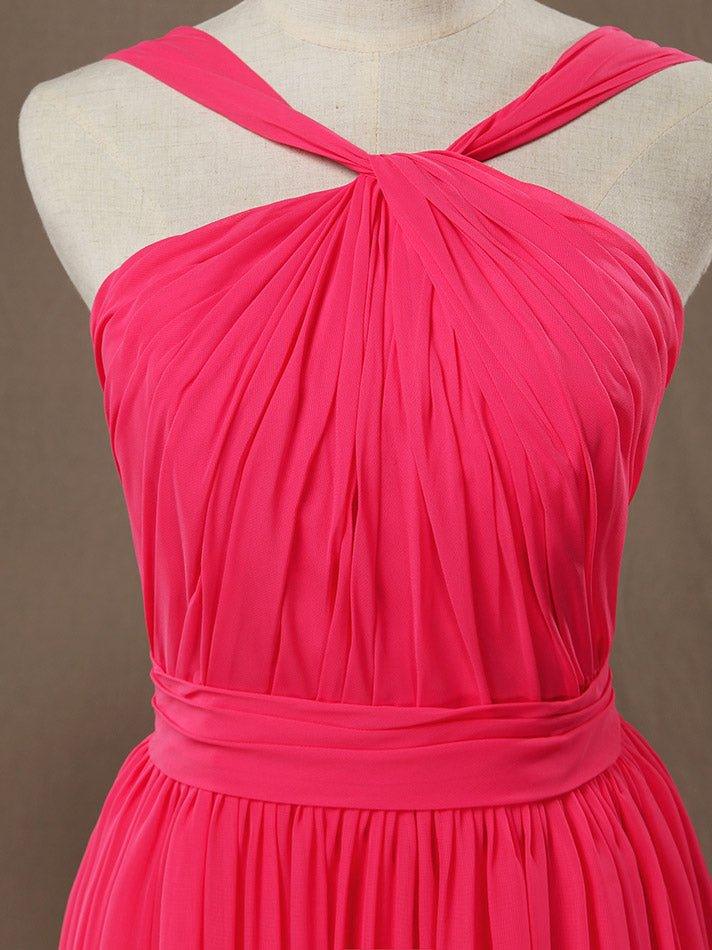 A-Line Straps Knee Length Bridesmaid Dress with Ruching Pleats