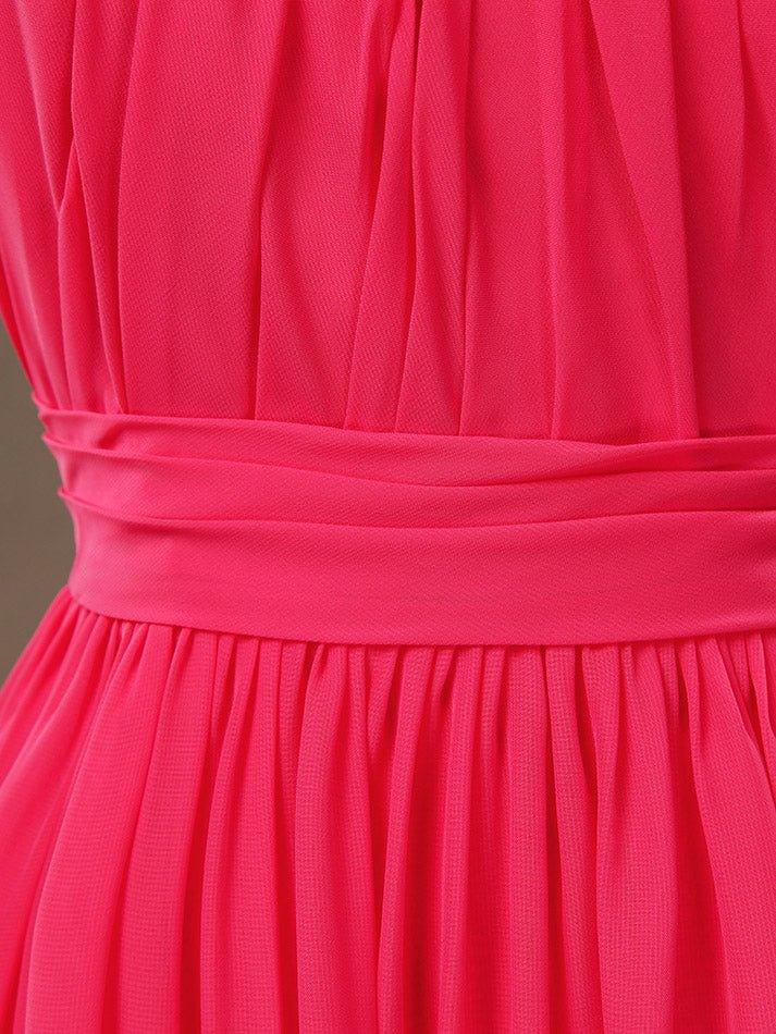 A-Line Straps Knee Length Bridesmaid Dress with Ruching Pleats