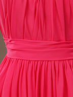 A-Line Straps Knee Length Bridesmaid Dress with Ruching Pleats