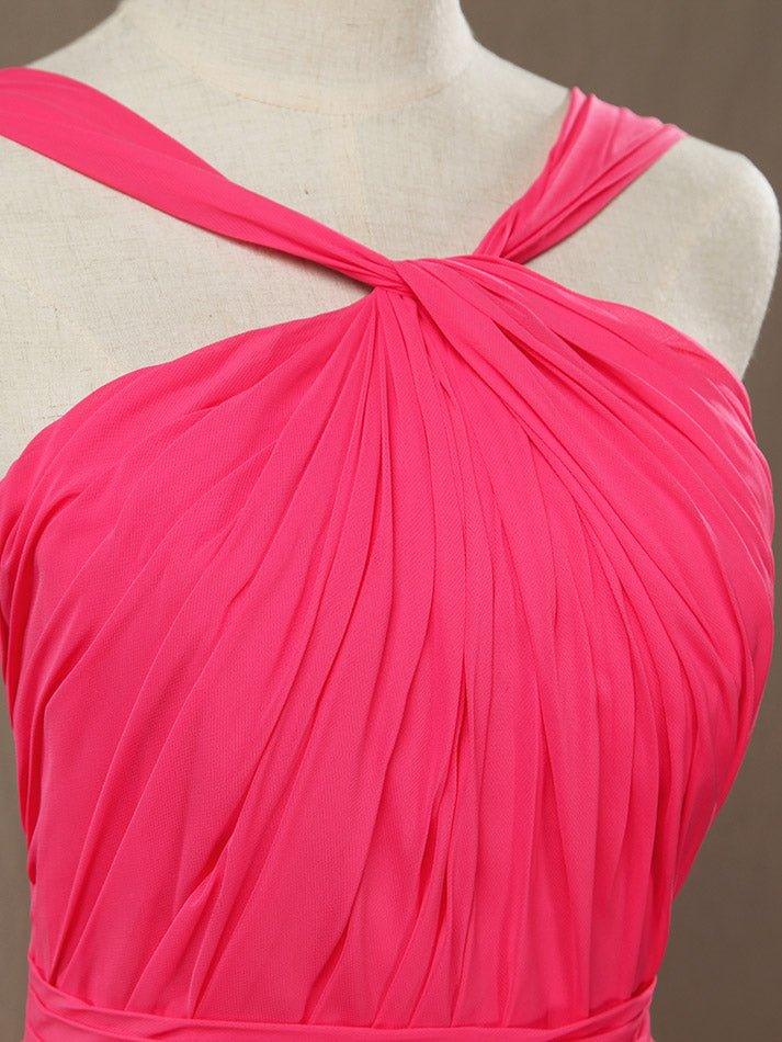 A-Line Straps Knee Length Bridesmaid Dress with Ruching Pleats