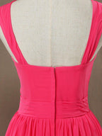 A-Line Straps Knee Length Bridesmaid Dress with Ruching Pleats