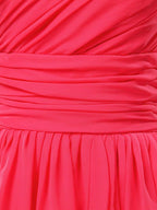 A-Line One Shoulder Knee Length Chiffon Bridesmaid Dress with Pleats