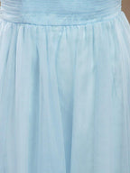 A-Line One Shoulder Floor Length Chiffon Lace Bridesmaid Dress with Pleats