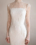 Elegant Printed Crystal Sheer Lace Mermaid Wedding Dress SW539