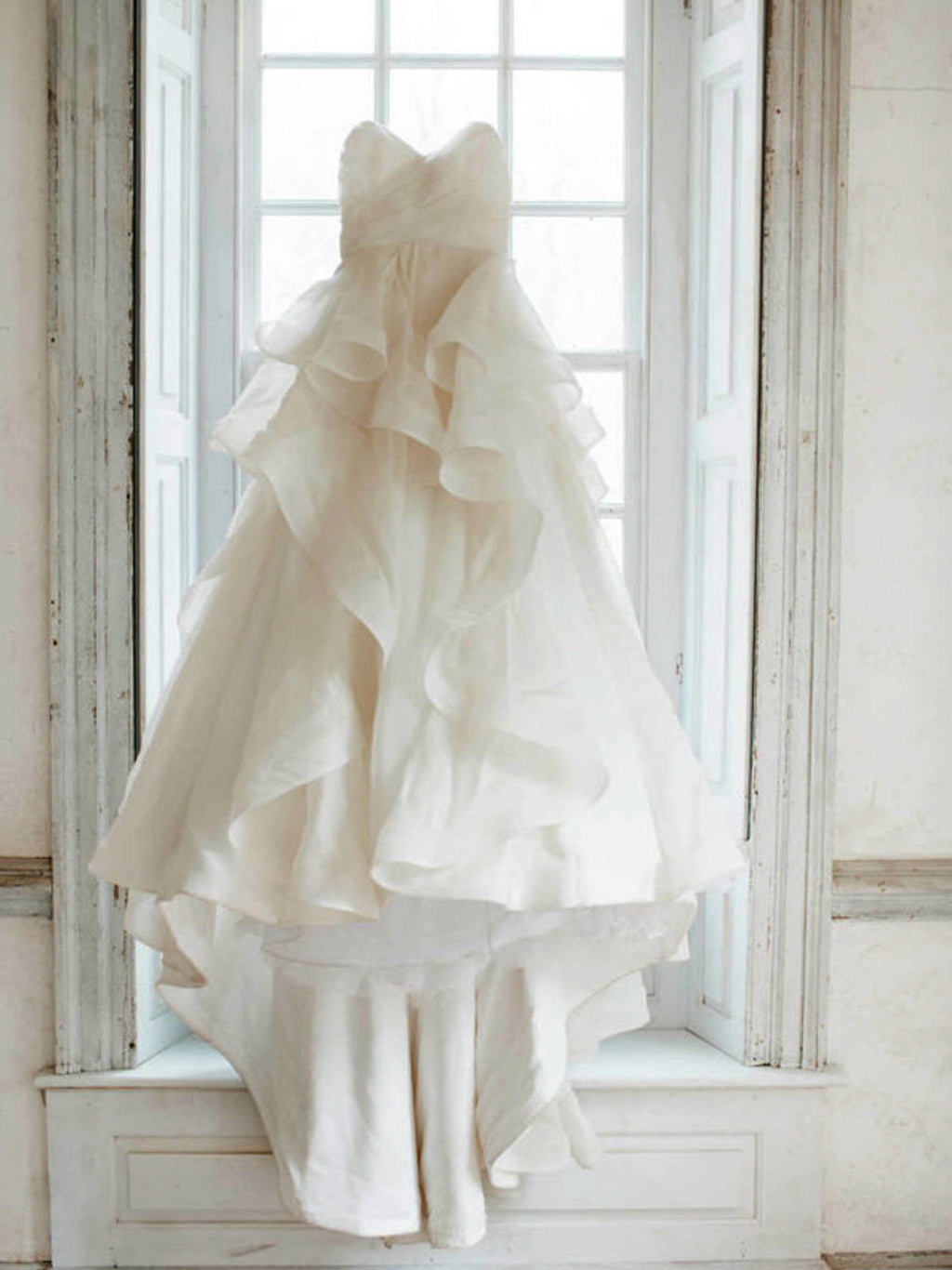 Elfenbein Organza Liebsten Trägerlosen Rüschen Ballkleid Brautkleider, DB0158