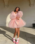 Vestido Lindo Rosa de Línea A Inflado para el Baile de Regreso a Casa Vestido Rosa para Fiesta de Cumpleaños Y4238