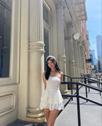 Vestido Blanco Sin Tirantes en Línea A para Baile de Bienvenida Vestido para Fiesta de Cumpleaños Y2668