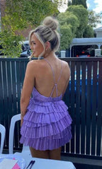 Vestido Corto de Regreso a Casa con Volantes, Escote de Tirantes Finos, Vestido Sexy Mini para Fiesta Y2199