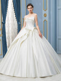 Abito da Sposa in Satin a Balze Senza Maniche Lungo fino a Terra