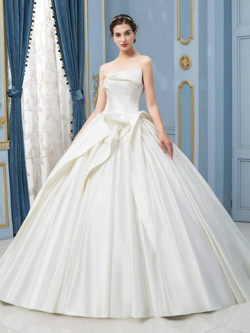 Ballkleid Satin Brautkleider Ärmellos Bodenlang 