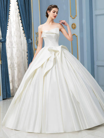 Ballkleid Satin Brautkleider Ärmellos Bodenlang 