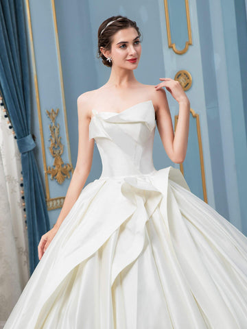 Ballkleid Satin Brautkleider Ärmellos Bodenlang 