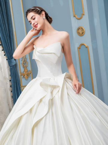 Ballkleid Satin Brautkleider Ärmellos Bodenlang 