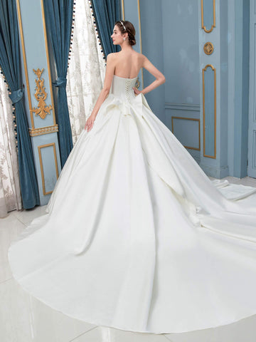 Ballkleid Satin Brautkleider Ärmellos Bodenlang 