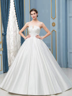 Ball Gown Satin Wedding Dresses Sleeveless Floor Length