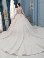 Ball Gown Wedding Dresses Beaded Luxurious Floor Length Long Sleeve