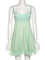 Grünes A-Linie Mini Homecoming-Kleid Rückenfreies Partykleid Y2510