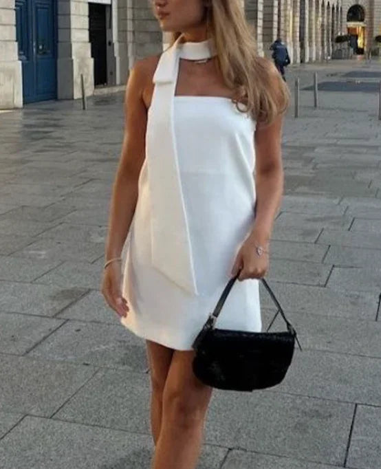 Vestido Branco Sem Alças para Mulheres Vestido Curto Branco para Baile de Finalistas Y1999