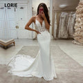 LORIE Abiti da Sposa Boho Scollatura a V Pizzi Merletto Sirena Elegante Vestito da Sposa Spaghetti Strap Sexy Abito da Sposa Country 2021