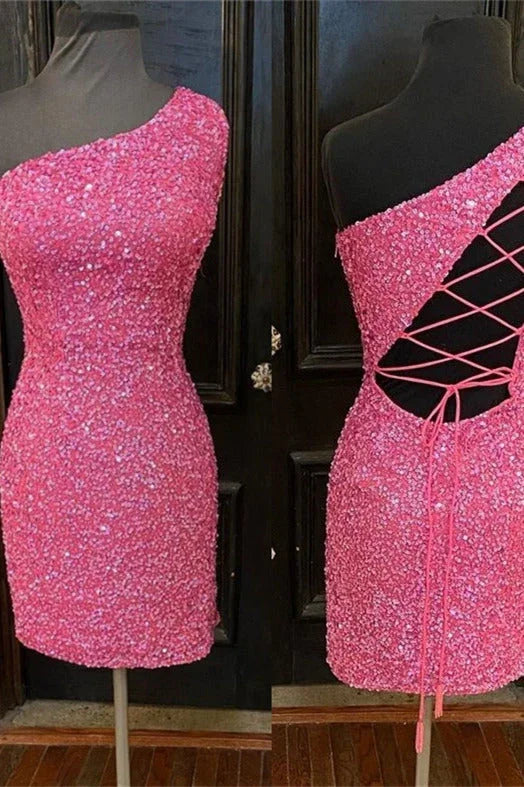 Vestido Corto Rojo de Fiesta de Regreso a Casa con un Solo Hombro SYH23