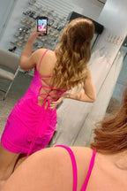 Tight Light Blue Mini Dress For Graduation Dresses Homecoming Dance PD436