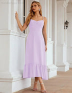 Numbersea Spaghetti-Träger Chiffon Brautjungfernkleid Knöchellänge Formell A-Linie Cocktail Party Homecoming-Kleid für Juniorinnen SEA28028