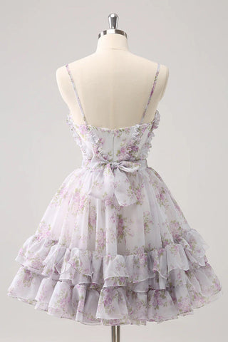 Lila Blumen Homecoming Kleid Süßes Homecoming Kleid mit Loch PD561