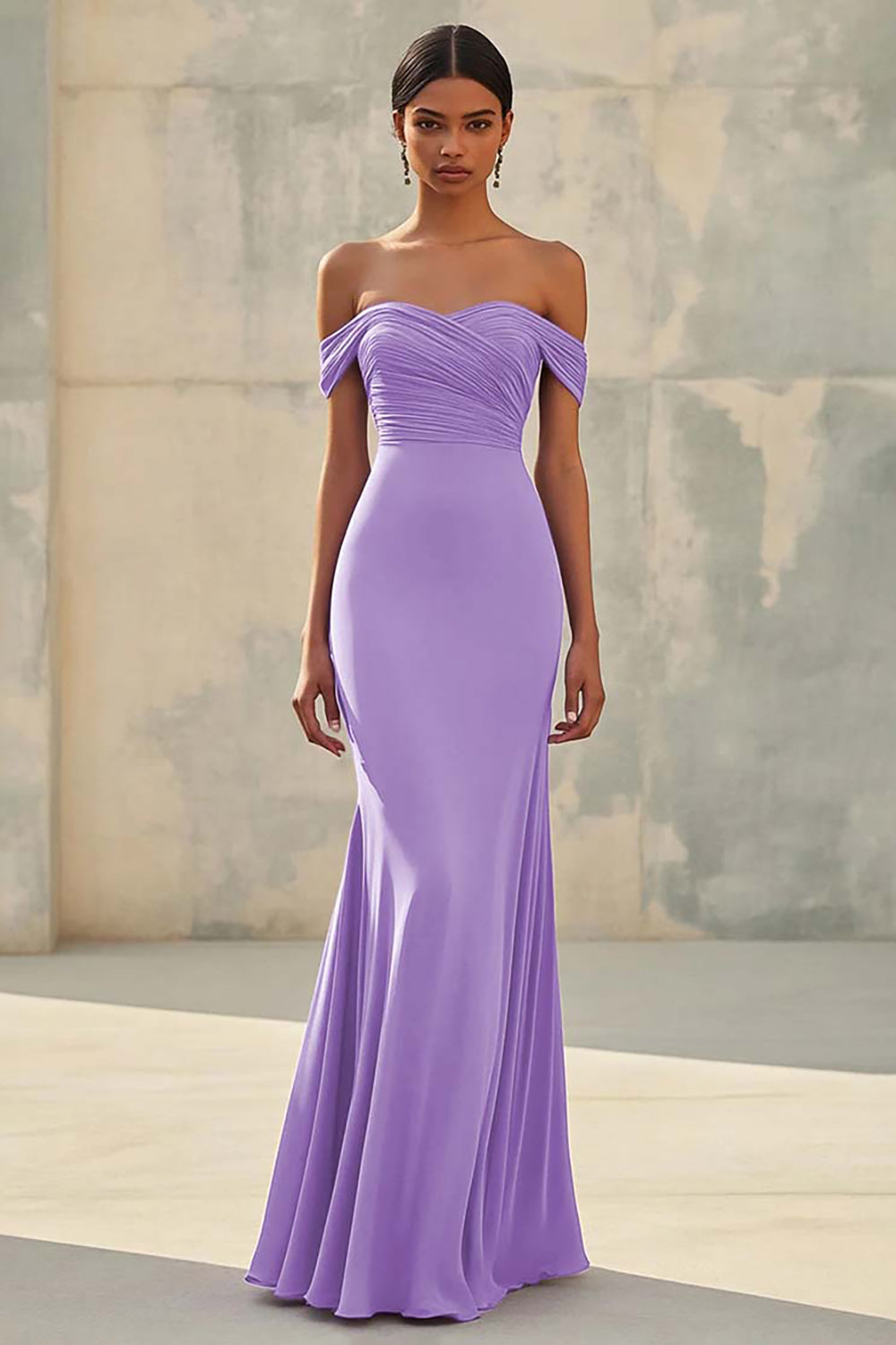 Vestido longo formal em chiffon com decote em V e decote em V, estilo sereia Dusty Sage