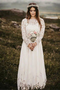 Vestido de Novia de Manga Larga Línea A/Princesa Aplicaciones Largo al Piso Chiffon