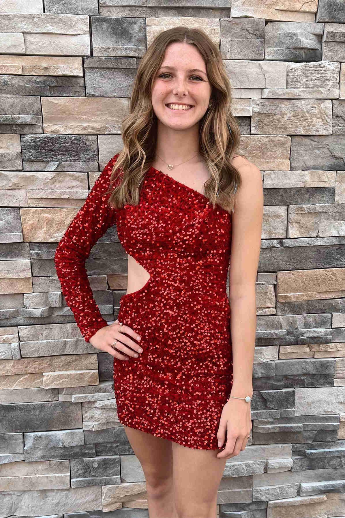 Vestido de Fiesta de Una Sola Espalda Morado Ajustado con Lentejuelas SYH34