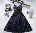 Vestidos de Fiesta Cortos y Ajustados con Tirantes de Espagueti Brillantes, Lindos, Largo Té para el Baile de Graduación