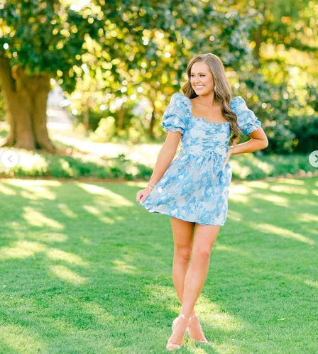 Retro-Stil Blumen-A-Linie Kurzes Homecoming-Kleid Sommer-Outfit Kleid Y2957
