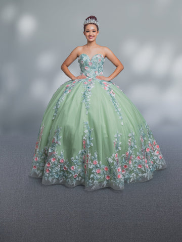 Vestido de baile com capa e aplicações sem alças da marca Calla SCL30004