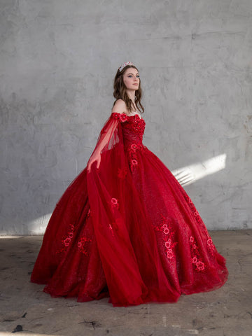 Schulterfreies Ballkleid mit Cape-Ärmeln von Calla SCL30014