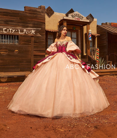 Vestido Charro Quinceanera manga abalonada da Ragazza MV52-152