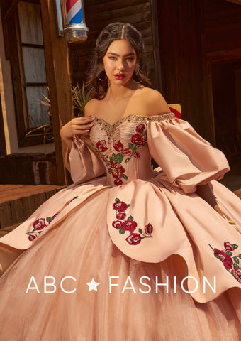 Vestido Charro Quinceanera manga abalonada da Ragazza MV52-152