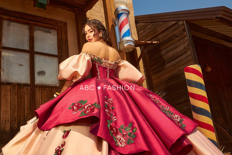 Vestido Charro Quinceanera manga abalonada da Ragazza MV52-152