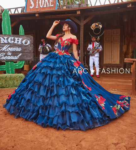 Vestido floral Charro Quinceanera da Ragazza MV54-154
