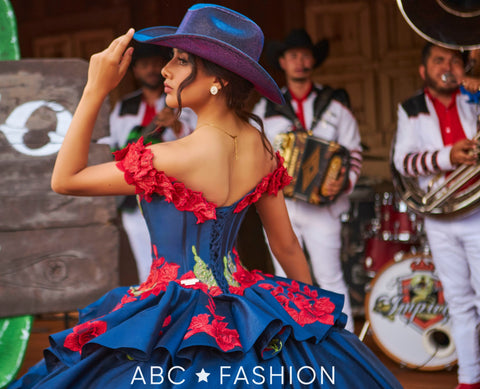 Vestido floral Charro Quinceanera da Ragazza MV54-154