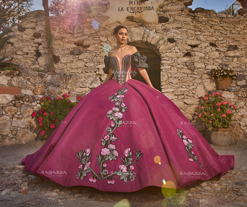 Floral Charro Quinceanera Dress by Ragazza MV56-156