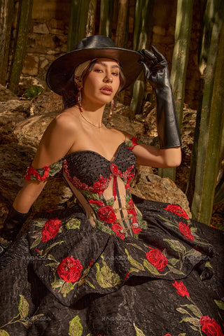 Vestido floral Charro Quinceanera da Ragazza MV57-157