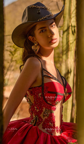 Vestido Charro Quinceanera com folhos da Ragazza MV58-158